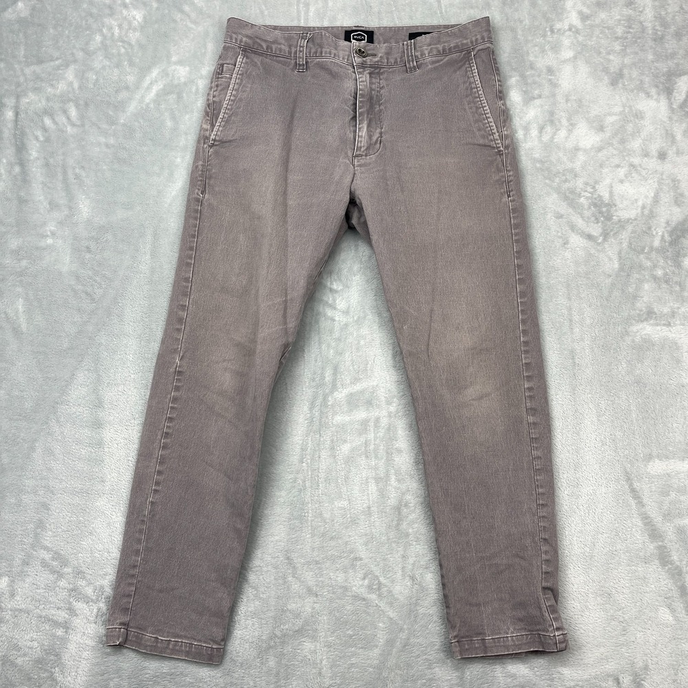 RVCA Hitcher Pants Mens 30 (30x24) Gray Flat Front Low‎ Rise Tapered Leg Outdoor